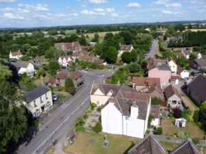 alt="looking east of High Street from tower St James the Less church"