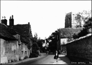 alt=houses along High Street Iron Acton 1930"