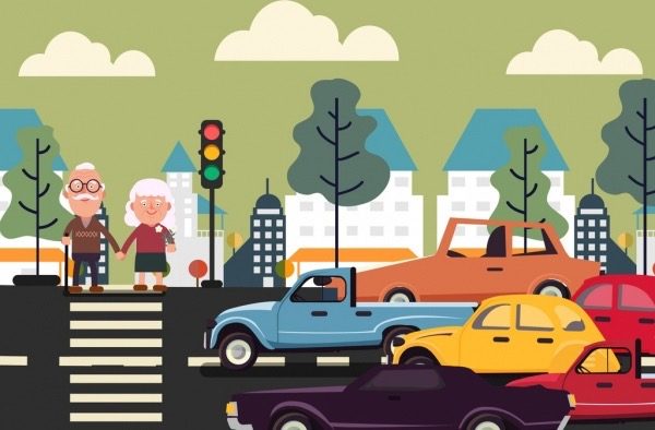 alt="traffic waiting by zebra crossing"